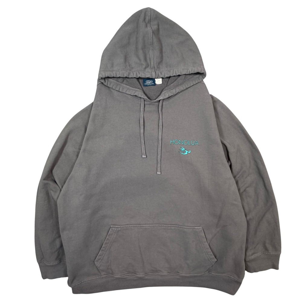 Honolua Surf Co Hawaii Hoodie Men XXL Grey Sun Faded Sweatshirt Baggy Surf Skate
